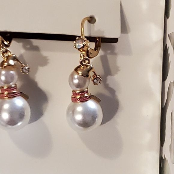 Betsey Johnson jeweled‎ snowman earrings new!!!! - Picture 4 of 5